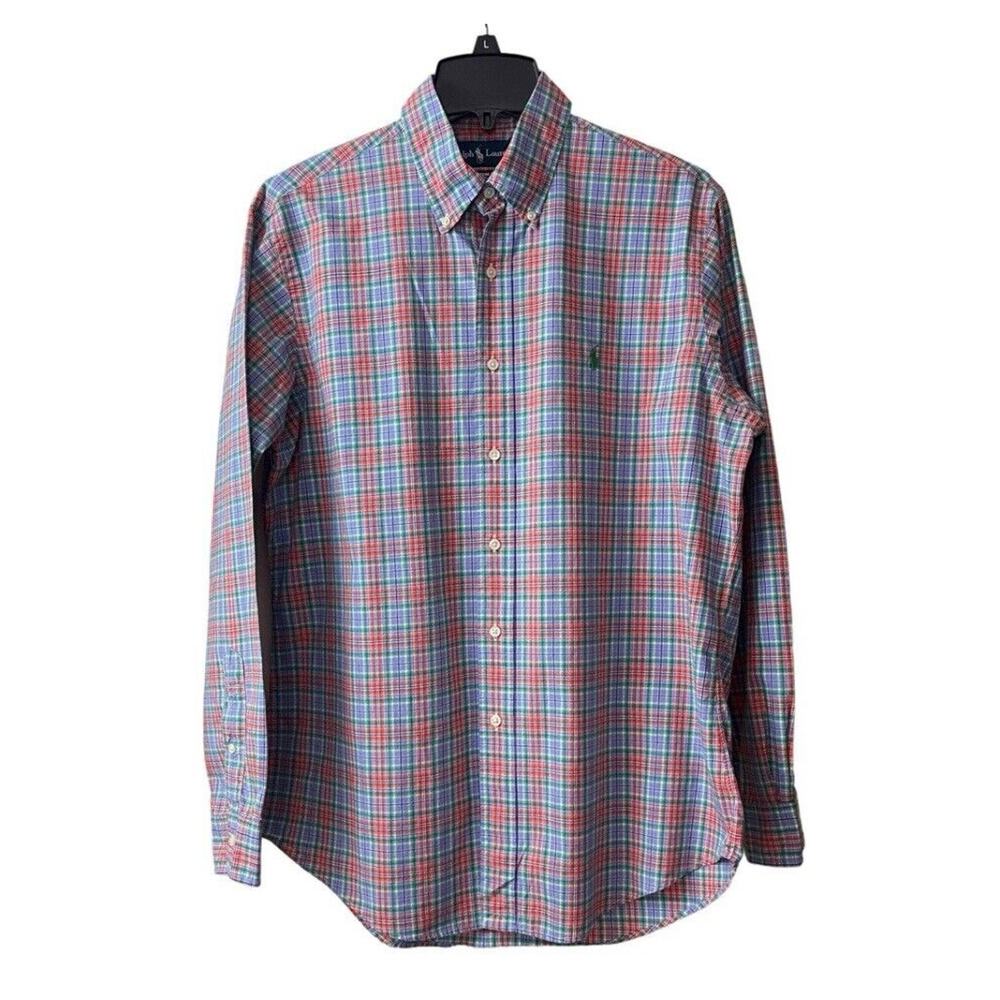Polo Ralph Lauren Button Down Shirt Mens Large Vintage Plaid Custom Fit
